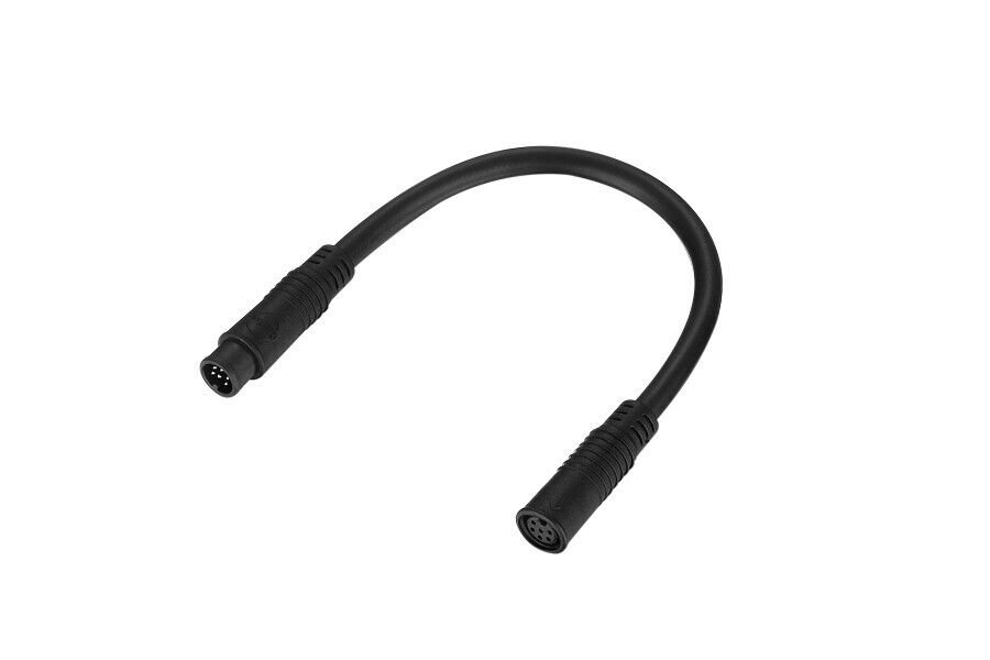 A black extended cable with connectors at both ends, presumably made of silicone or rubber.