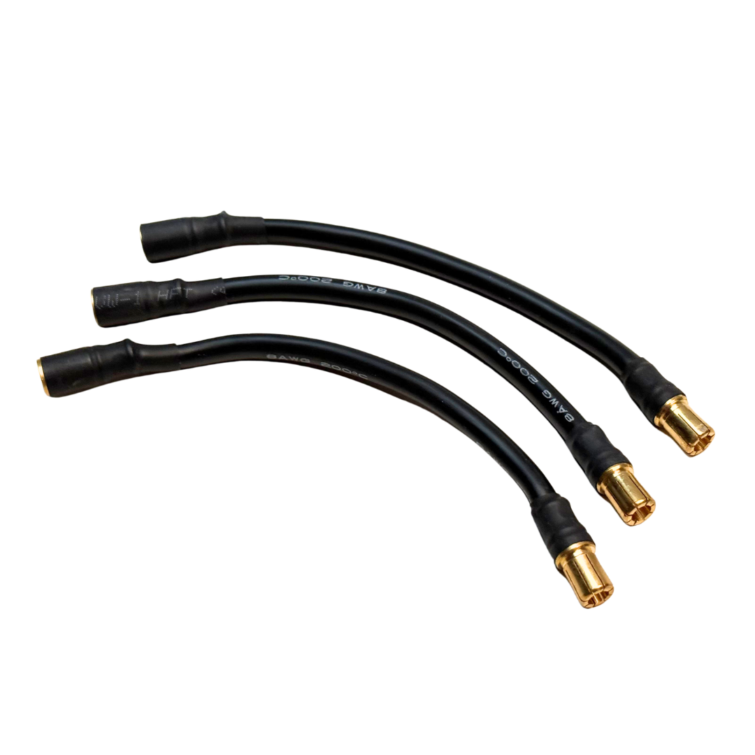 Kraken RC 8AWG cable extenders for VESLA.5 or VEKTA.5E, KRC412, angled view showing the three bullet-connector leads