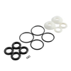Set of black and white rubber washers on a white background