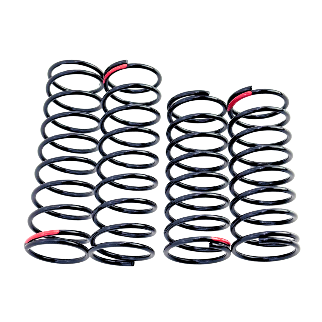 Two sets of black springs with red ends on a white background