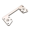 Metal bracket with engraved logo on a white background
