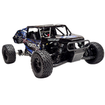 Black and blue off-road RC car with 'Vekta' branding on a white background