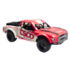 Red and white off-road model truck with 'tsco' branding on a white background