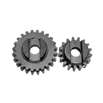 Two metal gears on a white background