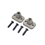 Two metal bracket components with screws on a white background