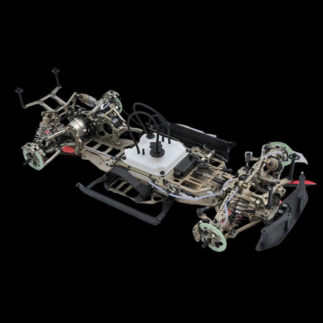MCD Racing Duox against a black background without body engine or tires