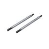 Two metal rods with threaded ends on a white background