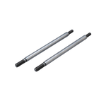 Two metal rods with threaded ends on a white background
