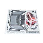 Model of a four-wheeled drive buggy with branding on a white background