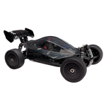 Black remote control car on a white background