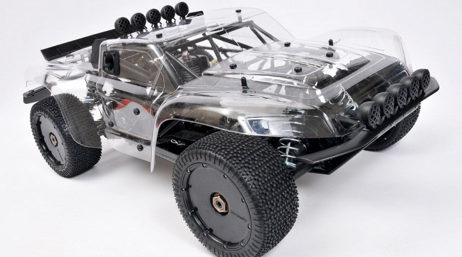 MCD W5 Competition 4WD Short Course truck with clear body from front