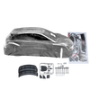 Car body kit with tools and decals on a white background