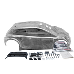 Car body kit with various components on a white background