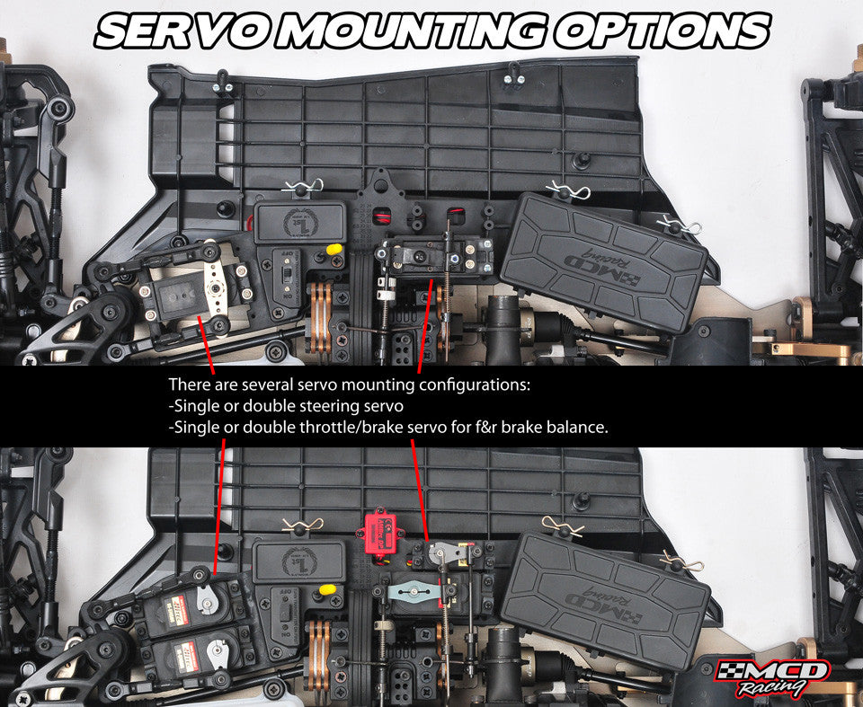 MCD XR5 Radio tray showing how to mount servos