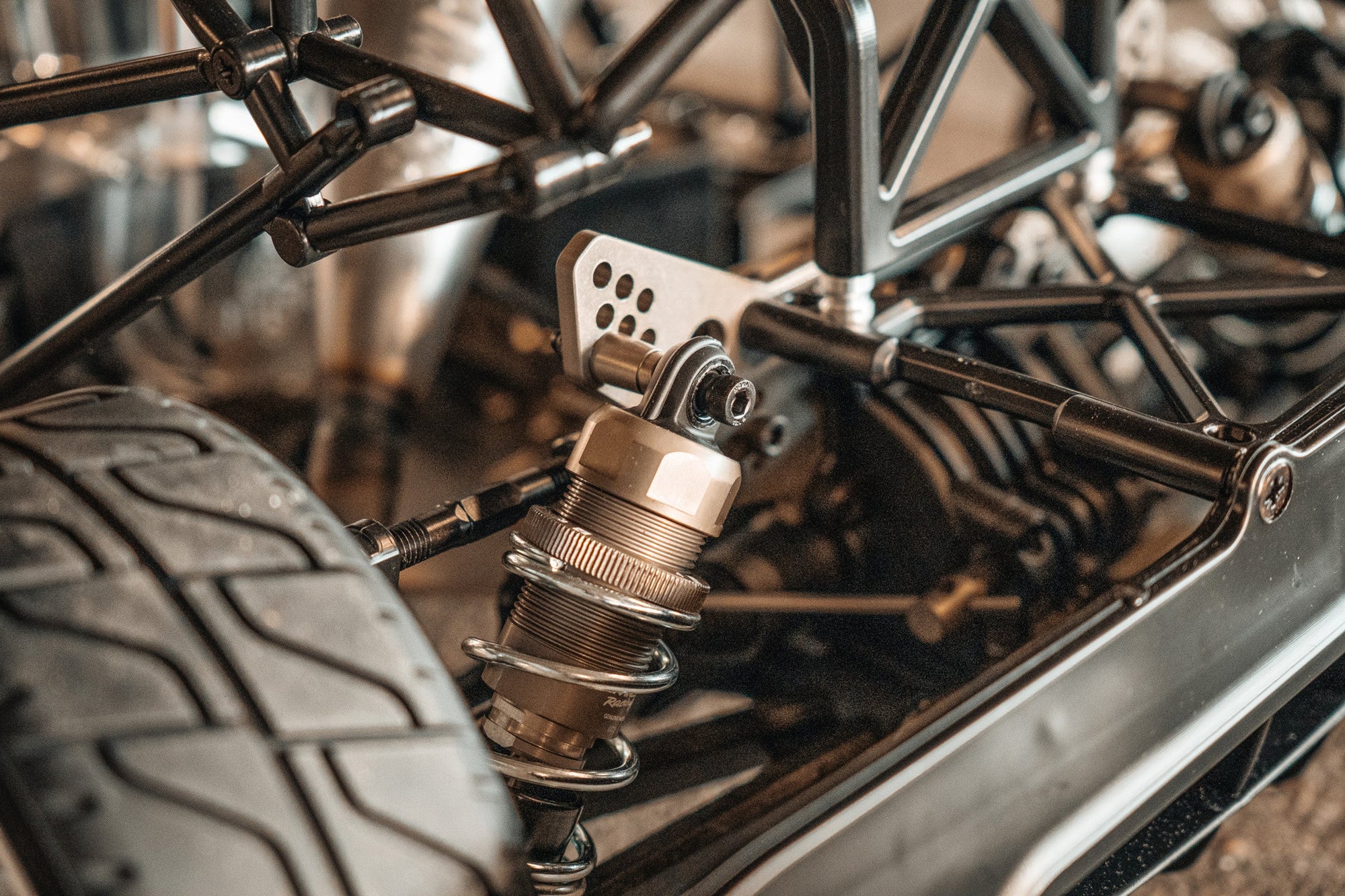 MCD Rally car front shock tower with adjustable mounting location