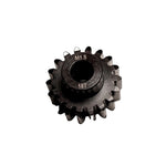A collection of black carbon steel pinion gears with an 8mm bore designed for use with brushless motors, arranged in four rows on a dark background.